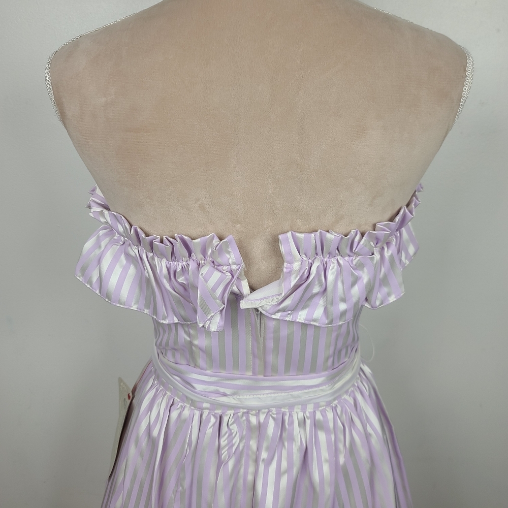 Vintage Gunne Sax Lavender Purple Striped Sweethart Neckline Midi Party Dress 7 - Picture 8 of 16